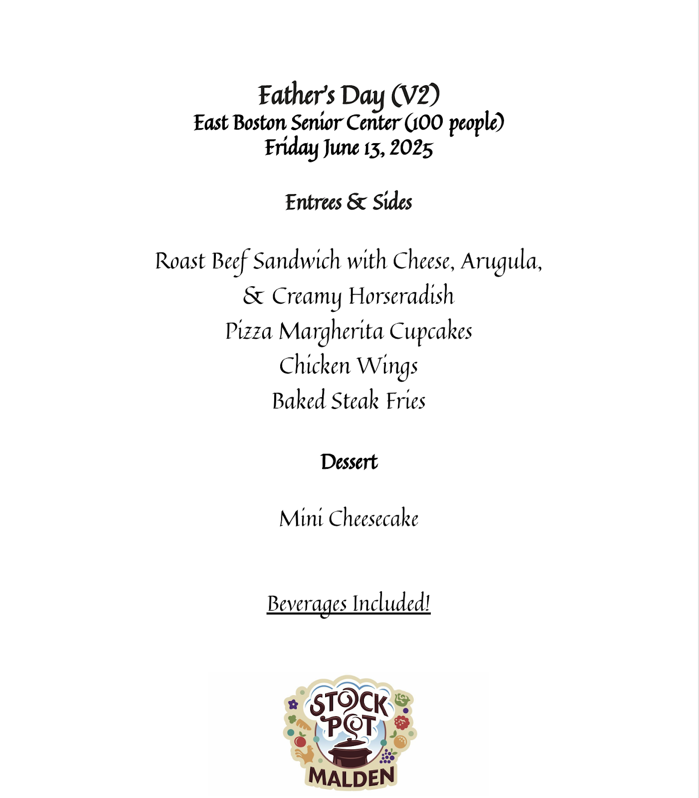 Father's Day Menu for Senior Centers
