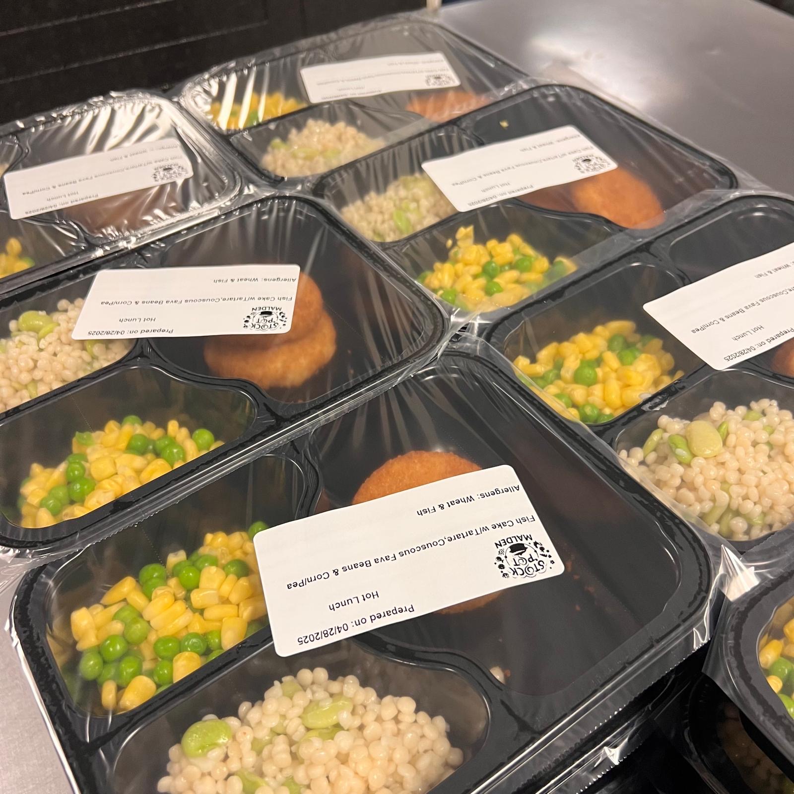 Fishcake with tartar sauce prepared meals sealed ready to go